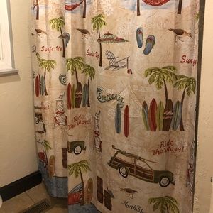 Shower curtain with matching hooks